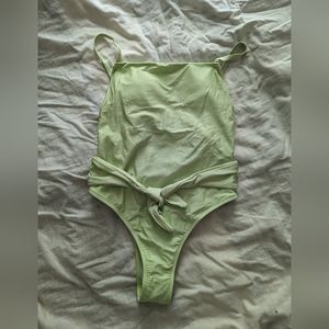 Cupshe romantic garden square neck ruching one piece swimsuit